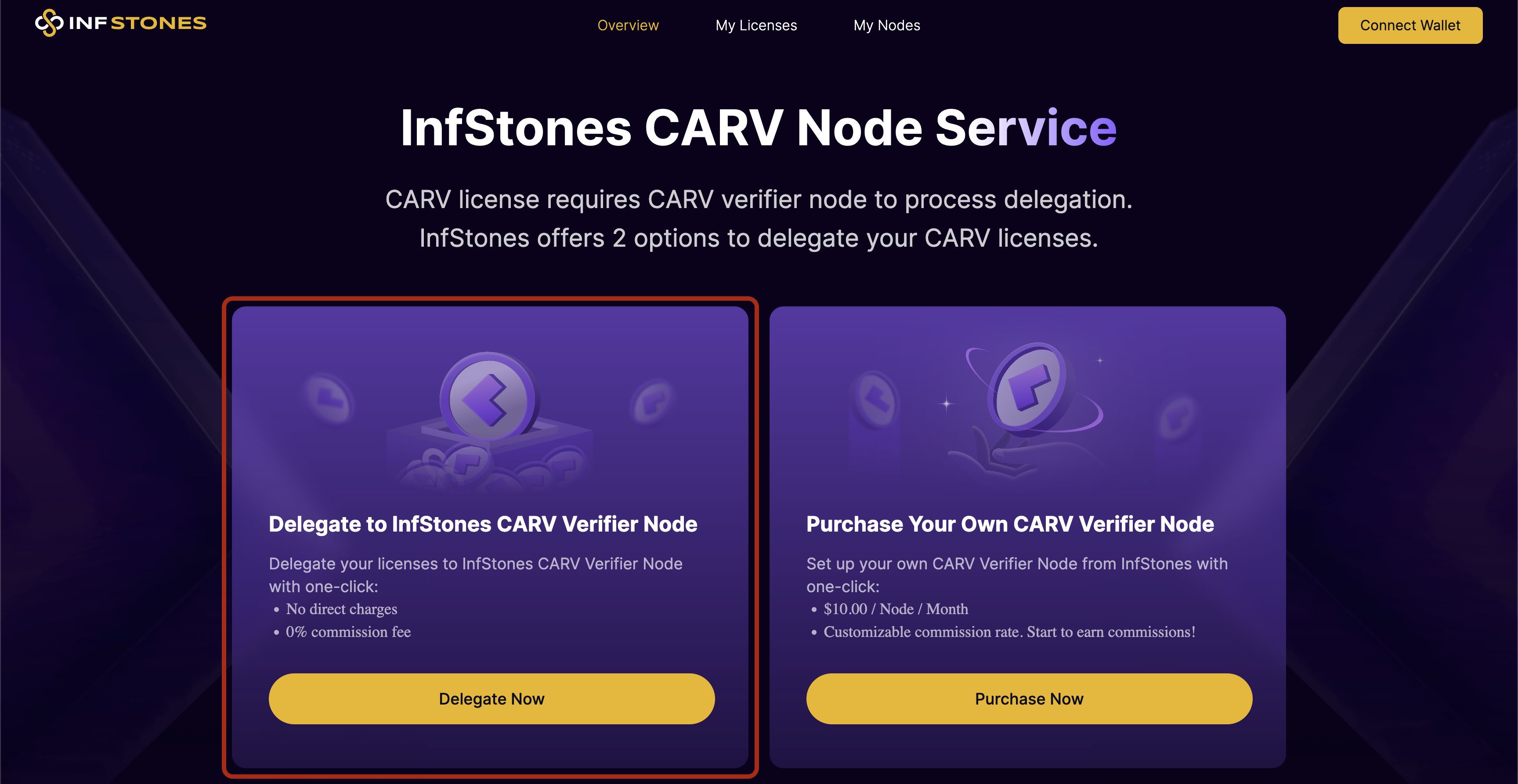 Delegate your CARV nodes to InfStones to enjoy 0 commission