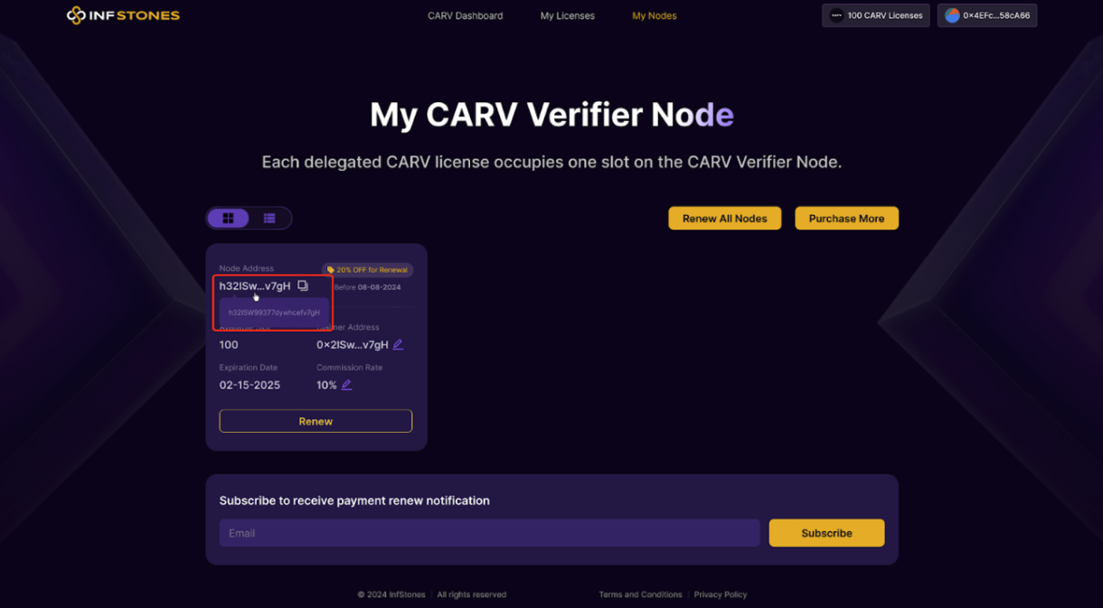 Share Your Node Address with InfStones